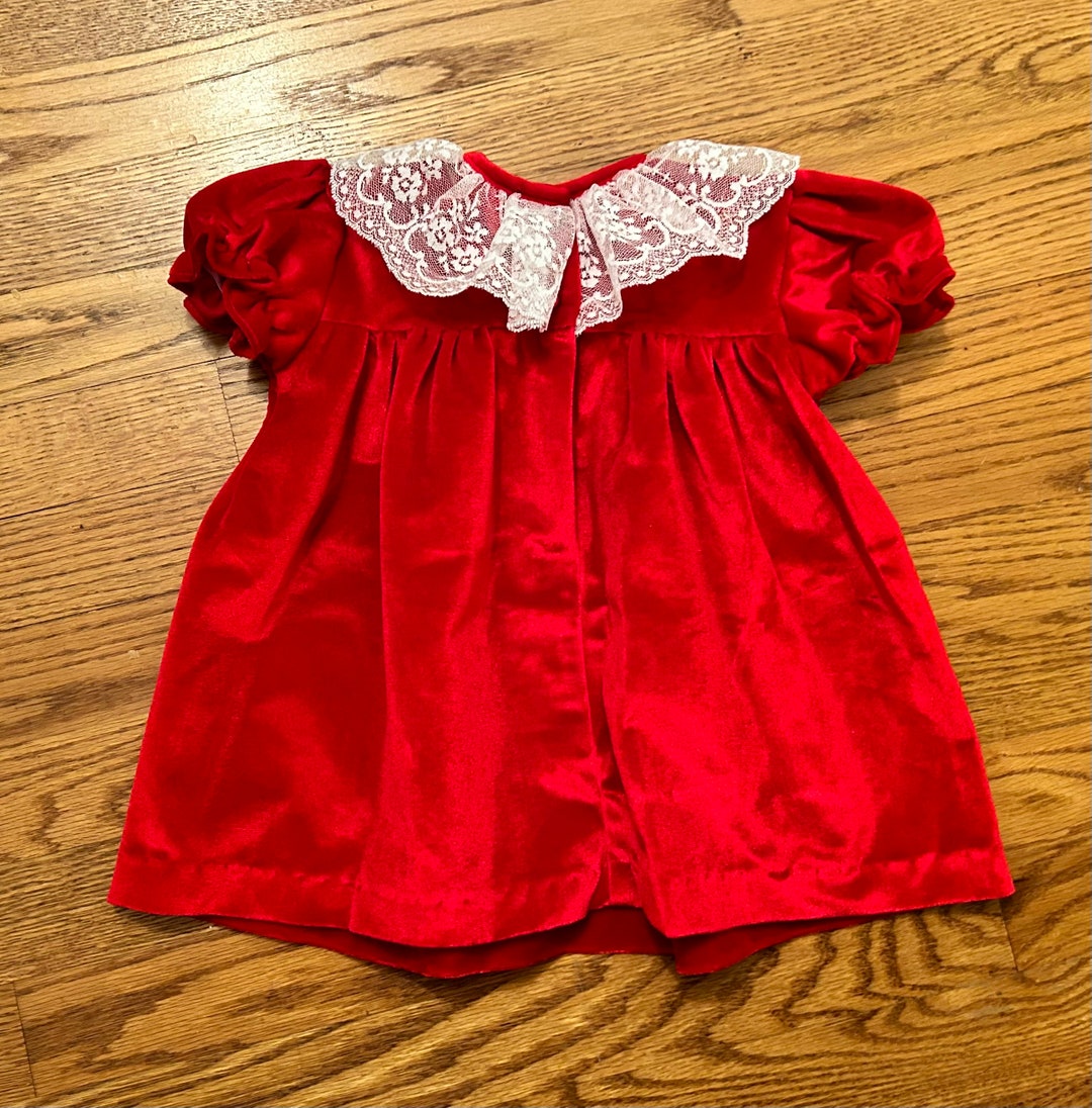VENOLA Long Sleeves Collar Christmas Holiday Baby Velvet Romper Red main image 1