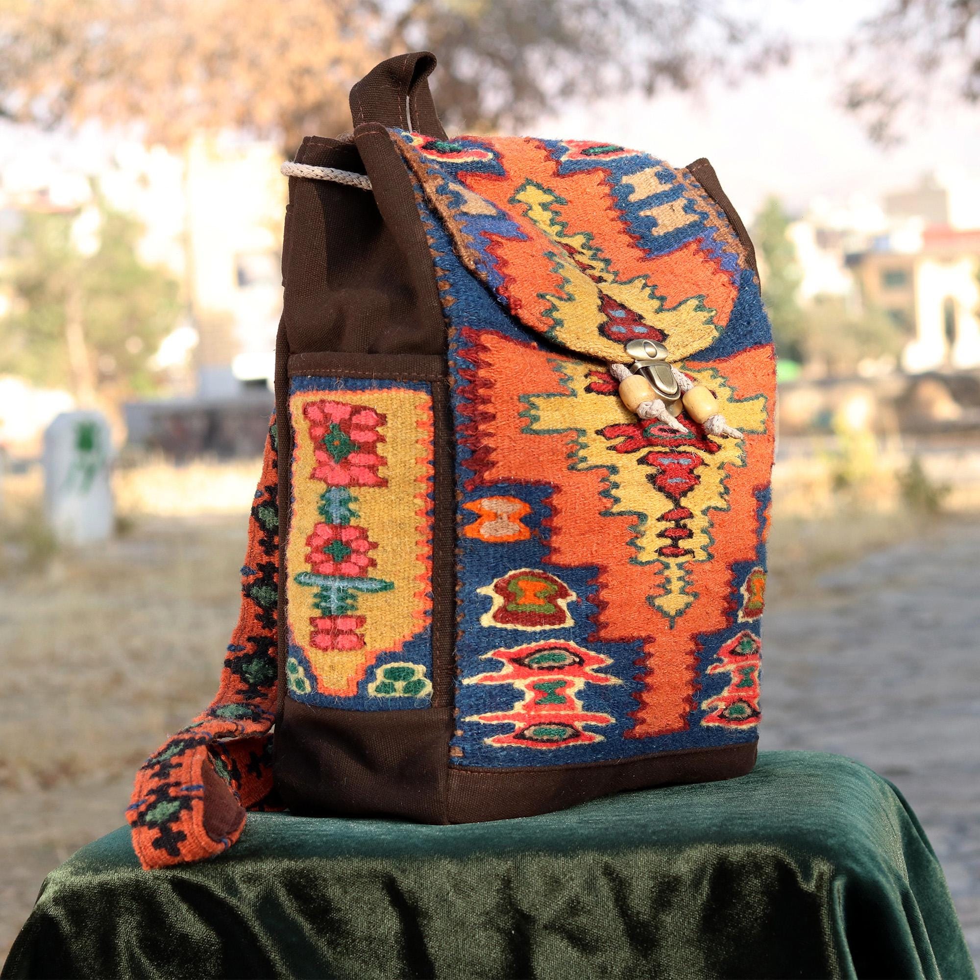 Colorful Woven Kurdish Backpack Handmade Colourful Woven Kurdish Backpack ~ Handmade ~ Gifts for  main image 2
