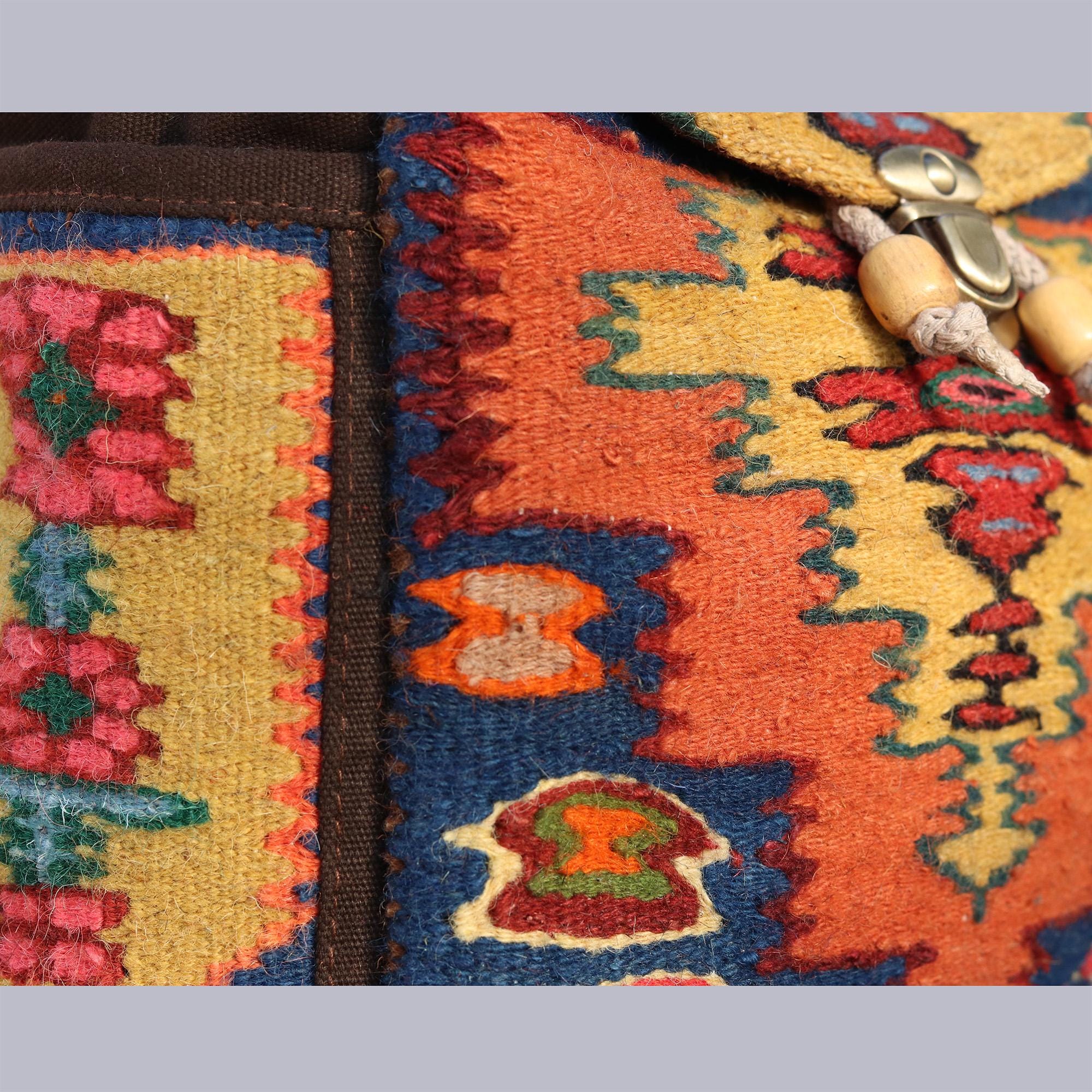 Colorful Woven Kurdish Backpack Handmade Jajim handmade backpack | persian backpack main image 4