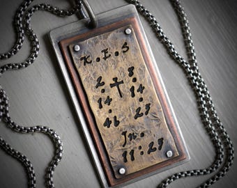 Memorial Necklace - Custom Handmade Sterling Silver, Copper & Brass
