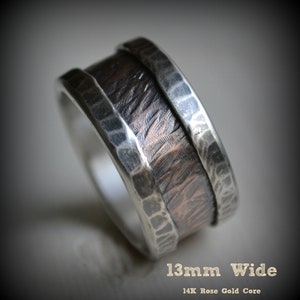 rustic fine silver and copper ring oxidized ring hammered ring artisan designed handmade wedding or engagement band customized ring image 4