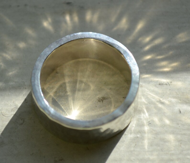 unisex silver ring matte finish handmade hammered artisan designed sterling silver wedding or engagement band customized image 3
