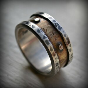 Mens Industrial Wedding Ring Rustic Fine Silver and 14K - Etsy