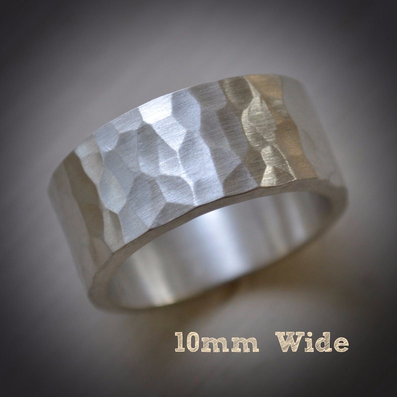 unisex silver ring matte finish handmade hammered artisan designed sterling silver wedding or engagement band customized image 4