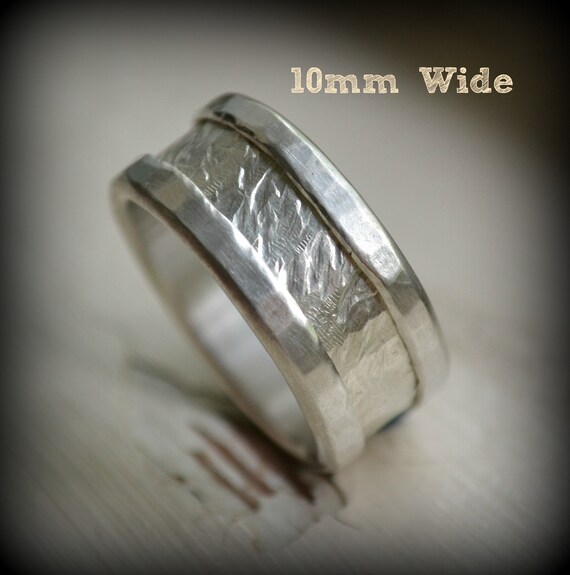 Men s Ring Fine Silver and Sterling Silver Ring Handmade Hammered