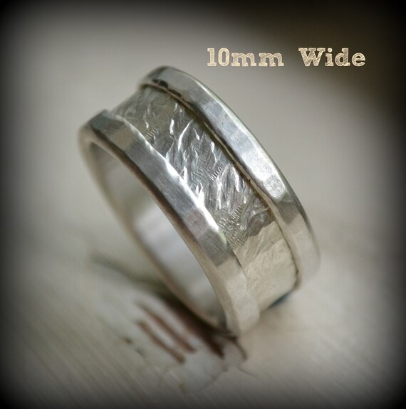 Solid Sterling Silver Mens Ring, Handmade Riveted Ring