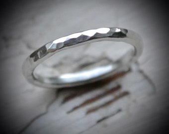 womens silver wedding band - handmade artisan designed sterling silver wedding or engagement band - stacking ring