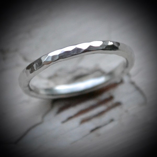 womens silver wedding band - handmade artisan designed sterling silver wedding or engagement band - stacking ring