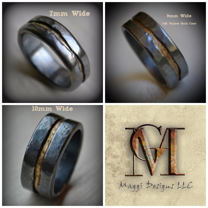 mens wedding band rustic fine silver and brass ring handmade artisan designed wedding or engagement band customized image 6