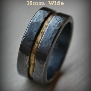 mens wedding band rustic fine silver and brass ring handmade artisan designed wedding or engagement band customized image 5