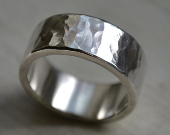 Rustic sterling silver wedding band - handmade artisan designed sterling silver ring - custom