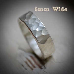 unisex silver ring matte finish handmade hammered artisan designed sterling silver wedding or engagement band customized image 6