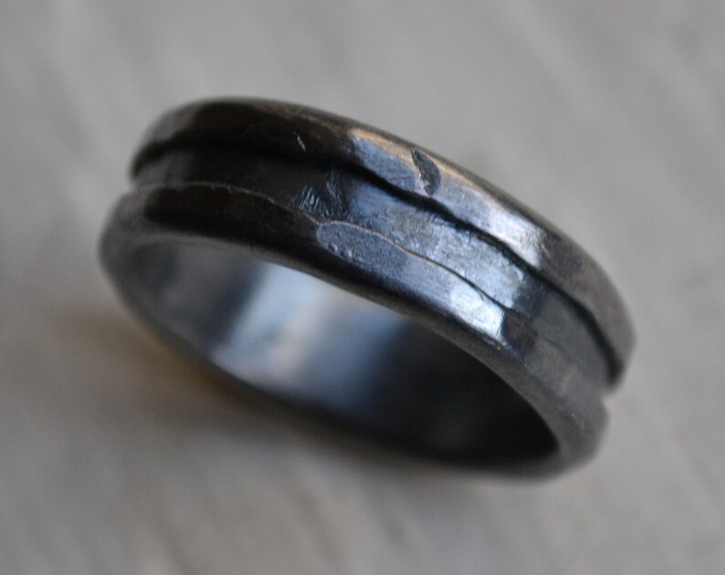 Unisex silver wedding ring handmade artisan designed Etsy