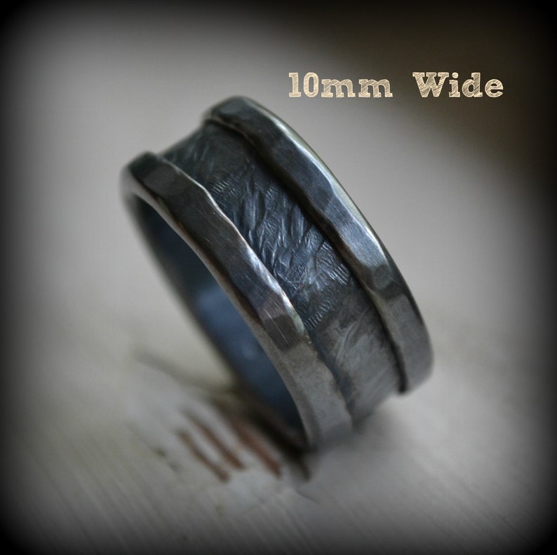 mens wedding band rustic fine and sterling silver ring handmade wedding band rustic men's wedding band men's wedding ring custom image 4