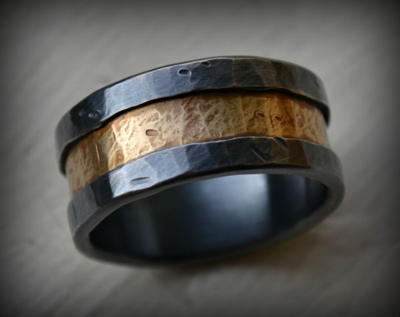 Mens Wedding Band Rustic Fine Silver and Brass Ring Handmade - Etsy
