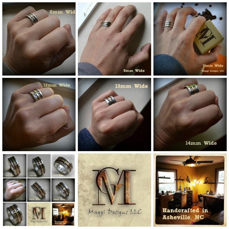 Mens wedding band rustic fine silver copper and brass cross Etsy