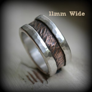 mens wedding band rustic fine silver and copper ring handmade artisan designed wedding or engagement band customized image 5