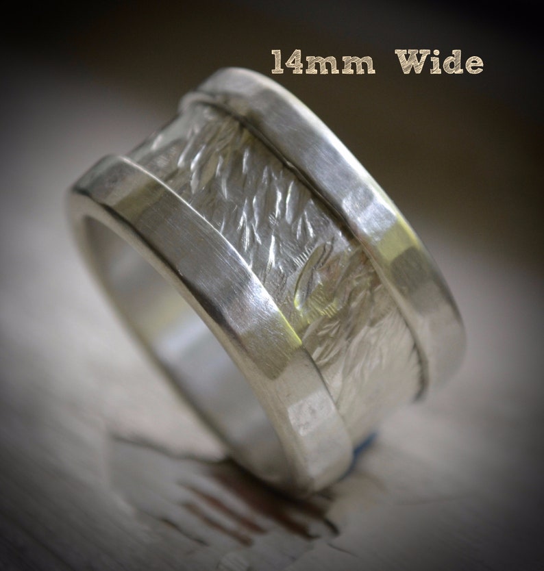 Men's ring fine silver and sterling silver ring handmade hammered artisan designed wedding or engagement band customized image 6