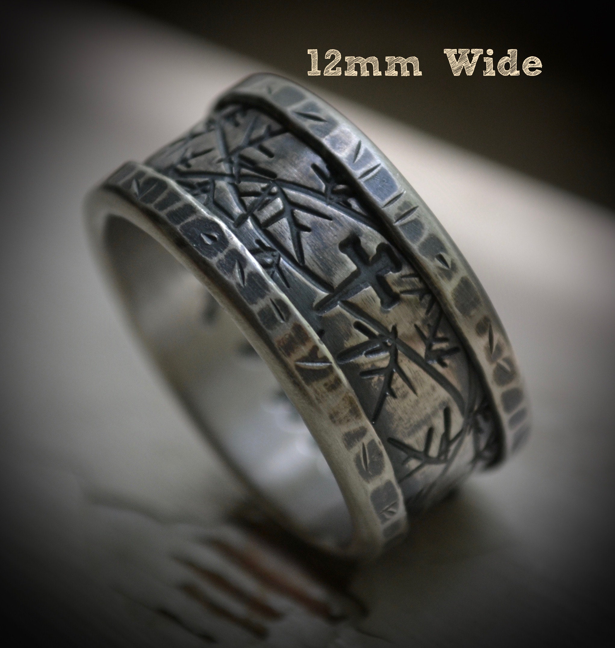 Mens Wedding Band Rustic Fine Silver and Sterling Silver - Etsy Israel