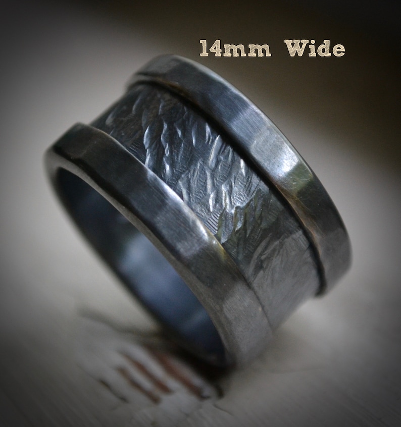 mens wedding band rustic fine and sterling silver ring handmade wedding band rustic men's wedding band men's wedding ring custom image 5