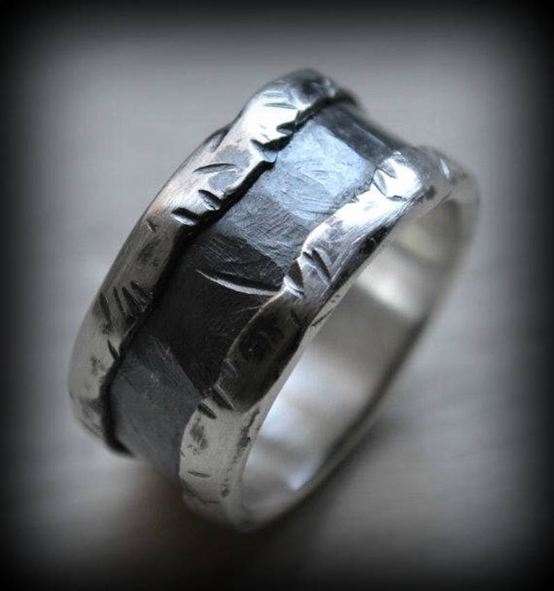 Mens wedding band fine silver and sterling silver ring Etsy
