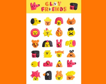 Clay Friends Sticker Bogen
