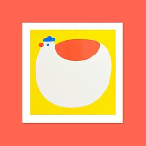 Chubbie Birdie Square Risograph Print