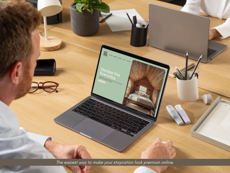 Staycation Website Example Airbnb Staycation Canva Website Editable Template Rustic Theme Rental ...