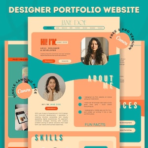Portfolio Designer Website Canva Editable Template Creative Minimalist Personal Brand Resume Site Instant Download Online Portfolio