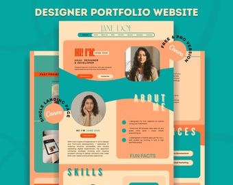 Portfolio Designer Website Canva Editable Template Creative Minimalist Personal Brand Resume Site Instant Download Online Portfolio