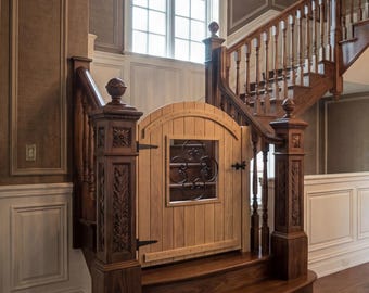 Custom Wood Stair Gate – Pet & Child Safety for Railings and Doorways