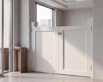 Wooden Stair Gate | Custom Double Door Dog and Baby Barrier for Outdoor & Indoor