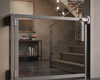 Plexiglass Childproof Latch Stair Gate | Custom Acrylic Toddler & Dog Safety Barrier with Baby Lock