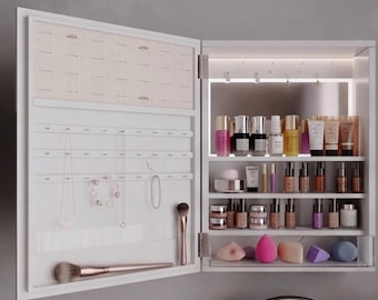 Meuble à maquillage mural, rangement dissimulé pour miroir de courtoisie, armoire blanche à une porte