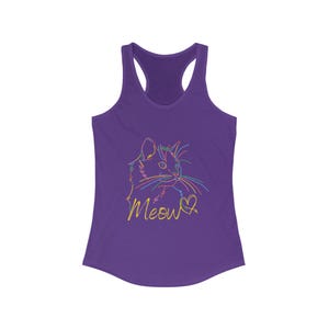 Cute Cat Lover Racerback Tank - Summer T-Shirt, Fitness Top, Gift for Cat Moms, Cute Pet Apparel, Meow Graphic Design