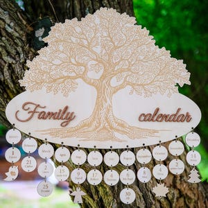 Laser-Cut Family Birthday Calendar: Custom Wooden Anniversary Tracker, Family Tree Art