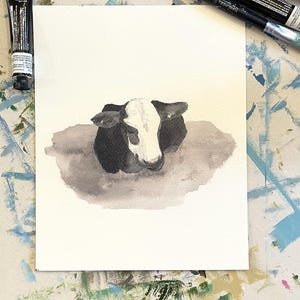Cow Watercolor Art Print