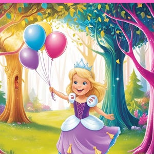 Princess birthday party invitation in a magical forest the little princess is turning five option to edit