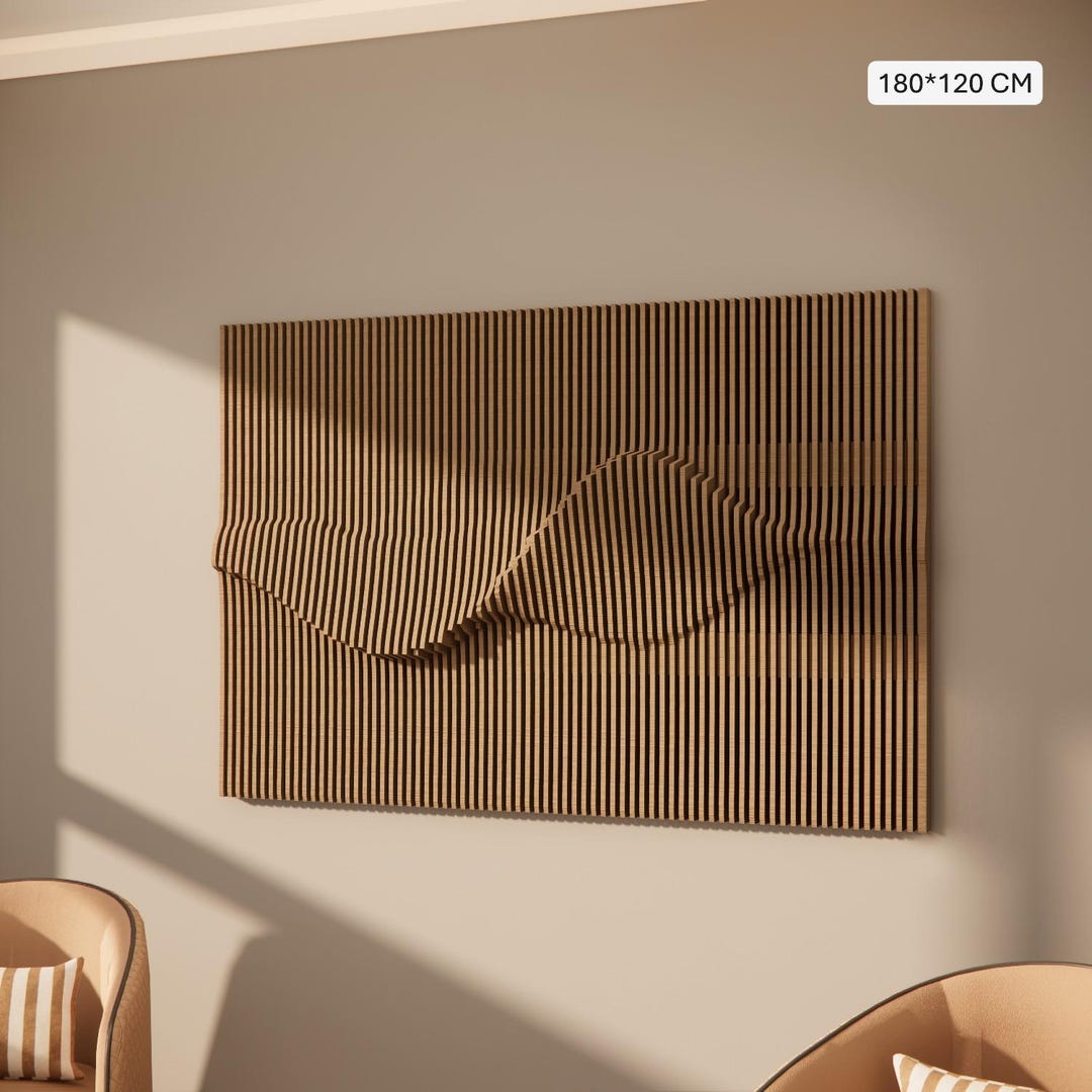Parametric Ripple Wall Art Panel | 3D Wooden Wall Decor | Modern CNC ...