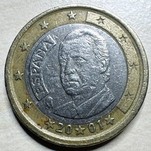 Spanish 1-euro coin 2001 error