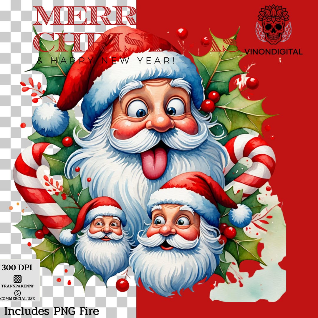 Santa Claus PNG Clipart Bundle: Christmas Illustrations (digital ...