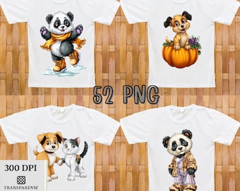 Baby Animal PNG Bundle, 52 Baby Animal Clipart Designs voor sublimatie en stickers