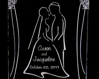 Jewish Wedding Couple Cake Topper - Engraved & Personalized - Light OPTION