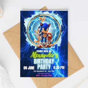 Sonic Birthday Invitation: Editable Hedgehog Party Template (Digital Download 5x7 in Canva Template )