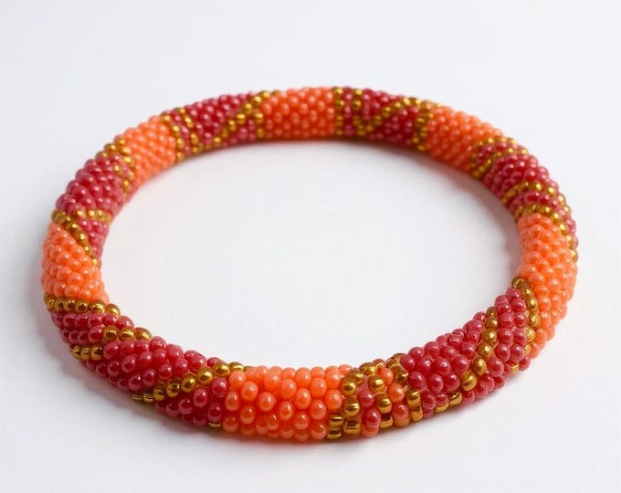 Handmade Seed Bead Nepal Bracelet: Desert Flame Colors