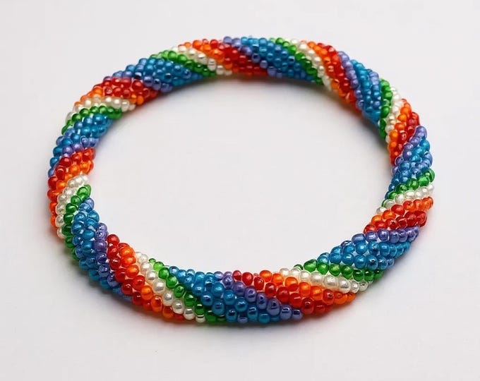 Rainbow Sapphire Seed Bead Bracelet: Handmade Nepal Artisan Jewelry