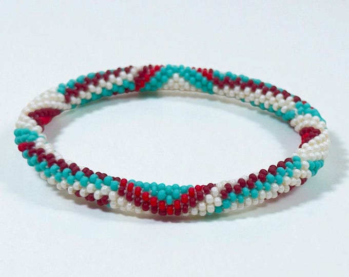 Handmade Crimson Glass Seed Bead Nepal Bracelet