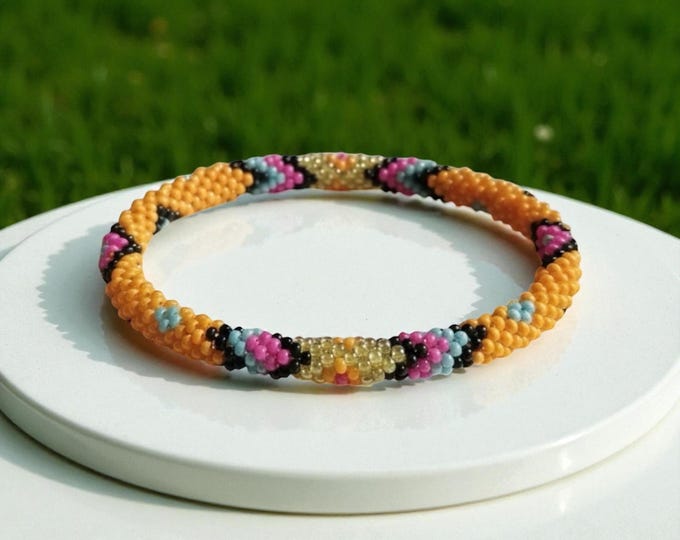 Seed Bead Bracelet |  Handmade Nepal Crochet | Glass Beaded Jewelry – BOHO SUNSET