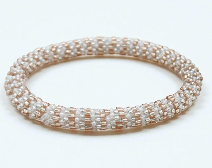 CHAMPAGNE GLOW | Handmade Glass Seed Bead Nepal Bracelet| 1 Bracelet | Colorfulque Creations | Nepal Seed Bead Bracelets