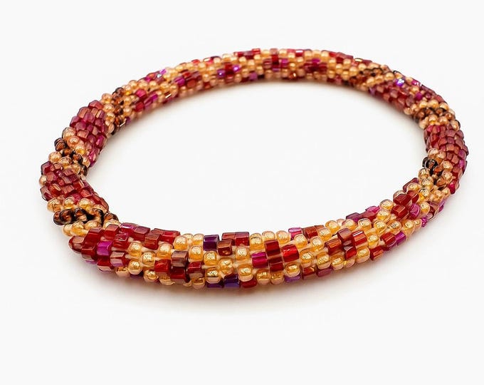 CRIMSON EMBER | Handmade Glass Seed Bead Nepal Bracelet| 1 Bracelet | Colorfulque Creations | Nepal Seed Bead Bracelets